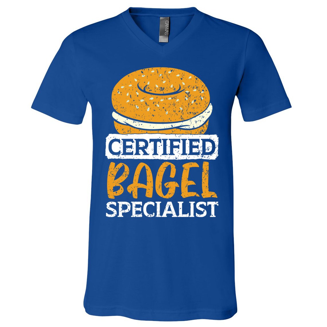 Certified Bagel Specialist Foodie Bread Lover Bakery Food Gift V-Neck T-Shirt