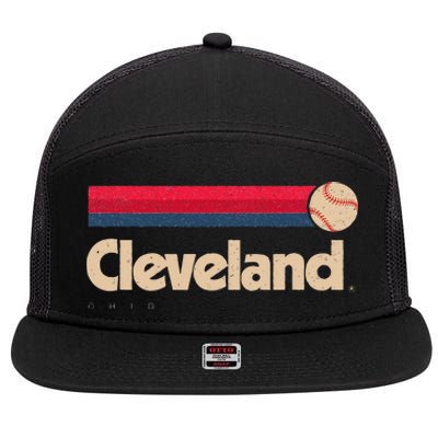 Cleveland Baseball Softball City Ohio Retro Cleveland 7 Panel Mesh Trucker Snapback Hat