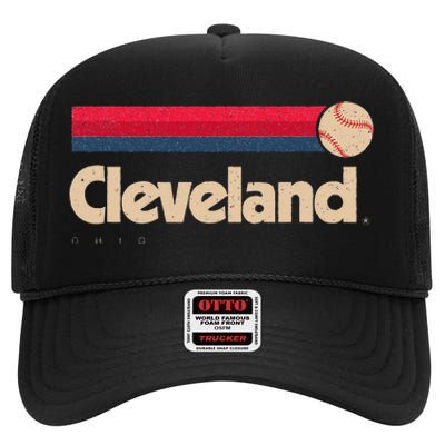 Cleveland Baseball Softball City Ohio Retro Cleveland High Crown Mesh Back Trucker Hat