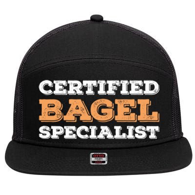 Certified Bagel Specialist Funny Bagel Lover Funny Gift 7 Panel Mesh Trucker Snapback Hat