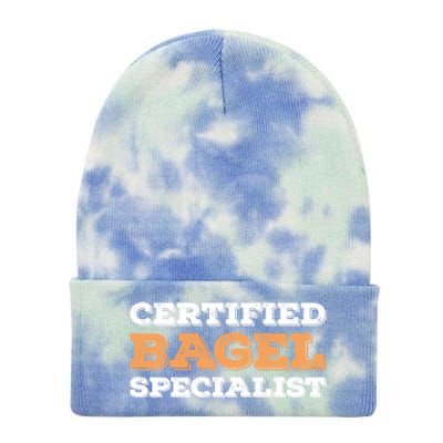 Certified Bagel Specialist Funny Bagel Lover Funny Gift Tie Dye 12in Knit Beanie