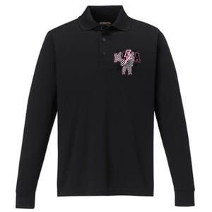 Coquette Bow Spooky Mama Halloween Gift Performance Long Sleeve Polo