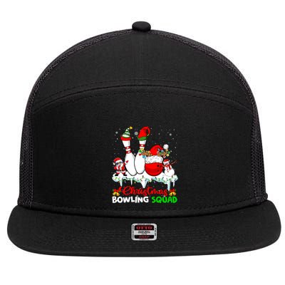 Christmas Bowling Squad Dabbing Santa Elf Bowling Tools 7 Panel Mesh Trucker Snapback Hat