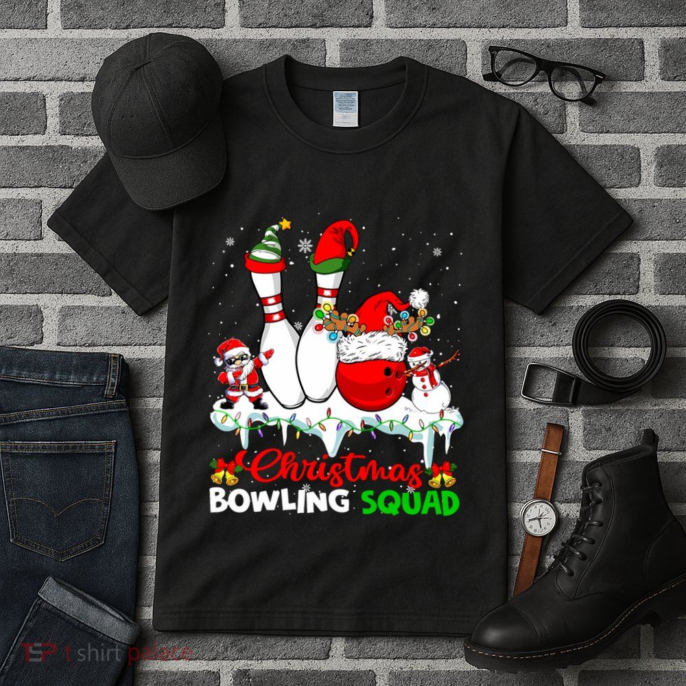 Christmas Bowling Squad Dabbing Santa Elf Bowling Tools Tall T-Shirt