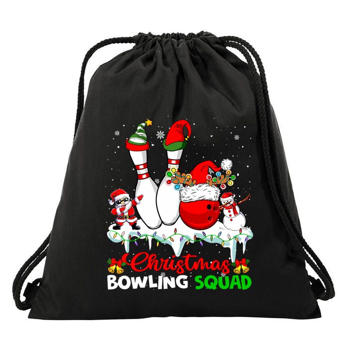Christmas Bowling Squad Dabbing Santa Elf Bowling Tools Drawstring Bag