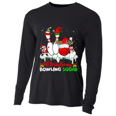 Christmas Bowling Squad Dabbing Santa Elf Bowling Tools Cooling Performance Long Sleeve Crew