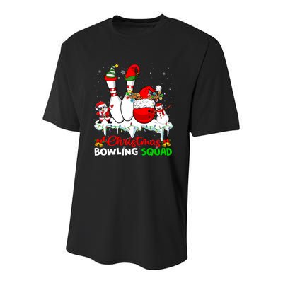 Christmas Bowling Squad Dabbing Santa Elf Bowling Tools Youth Performance Sprint T-Shirt