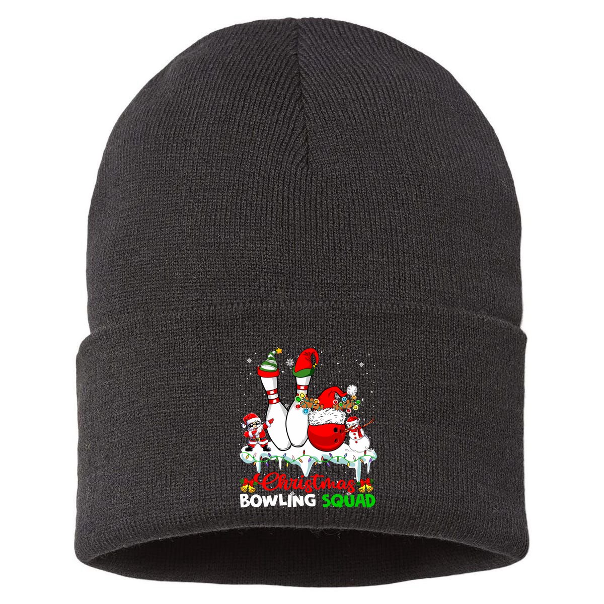 Christmas Bowling Squad Dabbing Santa Elf Bowling Tools Sustainable Knit Beanie