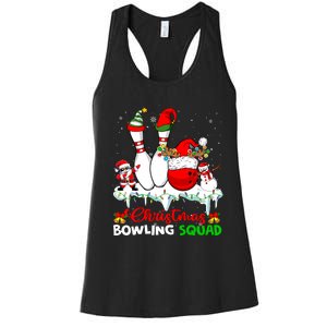 Christmas Bowling Squad Dabbing Santa Elf Bowling Tools Women's Racerback Tank