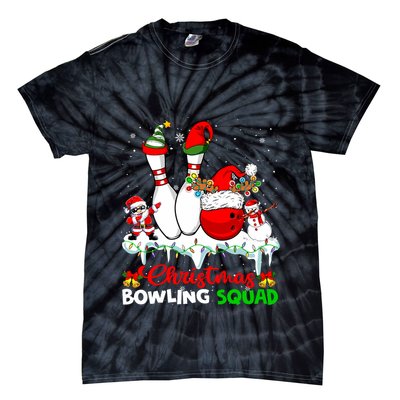 Christmas Bowling Squad Dabbing Santa Elf Bowling Tools Tie-Dye T-Shirt