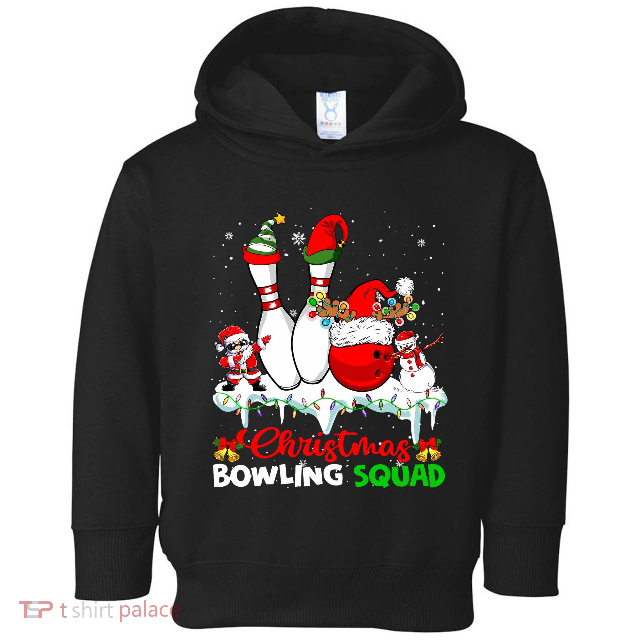 Christmas Bowling Squad Dabbing Santa Elf Bowling Tools Toddler Hoodie