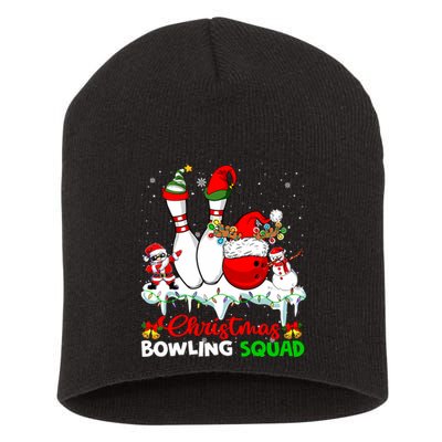 Christmas Bowling Squad Dabbing Santa Elf Bowling Tools Short Acrylic Beanie