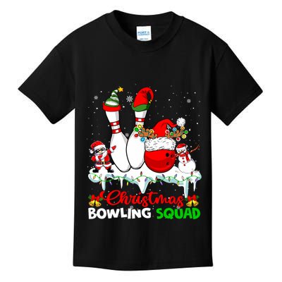 Christmas Bowling Squad Dabbing Santa Elf Bowling Tools Kids T-Shirt