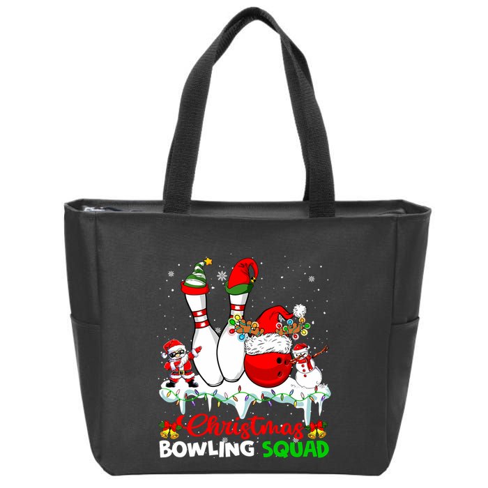 Christmas Bowling Squad Dabbing Santa Elf Bowling Tools Zip Tote Bag