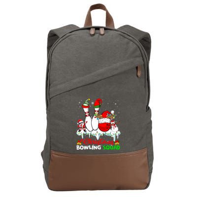 Christmas Bowling Squad Dabbing Santa Elf Bowling Tools Cotton Canvas Backpack