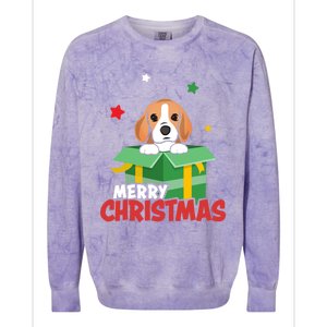 Cute Beagle Santa Dog Lovers Merry Christmas Xmas Design Gift Colorblast Crewneck Sweatshirt