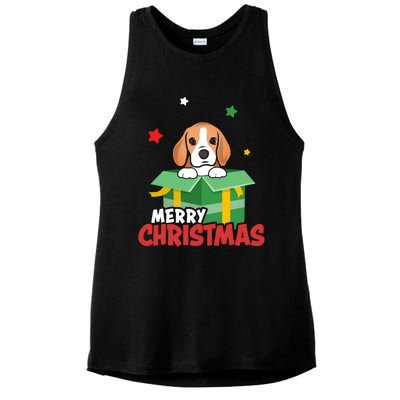 Cute Beagle Santa Dog Lovers Merry Christmas Xmas Design Gift Ladies PosiCharge Tri-Blend Wicking Tank