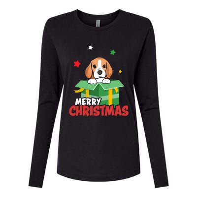 Cute Beagle Santa Dog Lovers Merry Christmas Xmas Design Gift Womens Cotton Relaxed Long Sleeve T-Shirt