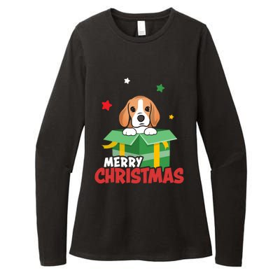 Cute Beagle Santa Dog Lovers Merry Christmas Xmas Design Gift Womens CVC Long Sleeve Shirt