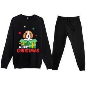 Cute Beagle Santa Dog Lovers Merry Christmas Xmas Design Gift Premium Crewneck Sweatsuit Set