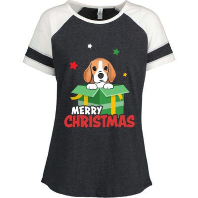 Cute Beagle Santa Dog Lovers Merry Christmas Xmas Design Gift Enza Ladies Jersey Colorblock Tee