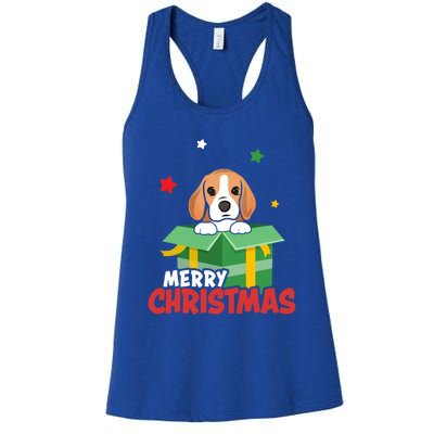 Cute Beagle Santa Dog Lovers Merry Christmas Xmas Design Gift Women's Racerback Tank