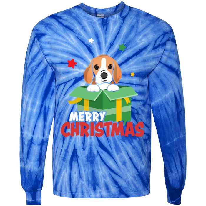 Cute Beagle Santa Dog Lovers Merry Christmas Xmas Design Gift Tie-Dye Long Sleeve Shirt