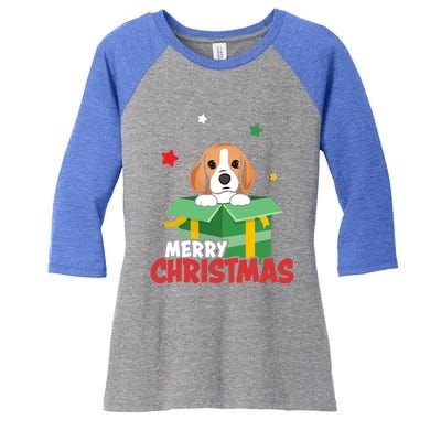 Cute Beagle Santa Dog Lovers Merry Christmas Xmas Design Gift Women's Tri-Blend 3/4-Sleeve Raglan Shirt