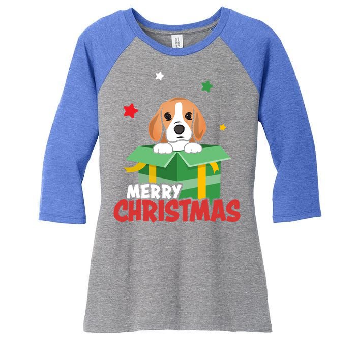 Cute Beagle Santa Dog Lovers Merry Christmas Xmas Design Gift Women's Tri-Blend 3/4-Sleeve Raglan Shirt