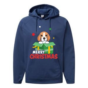 Cute Beagle Santa Dog Lovers Merry Christmas Xmas Design Gift Performance Fleece Hoodie