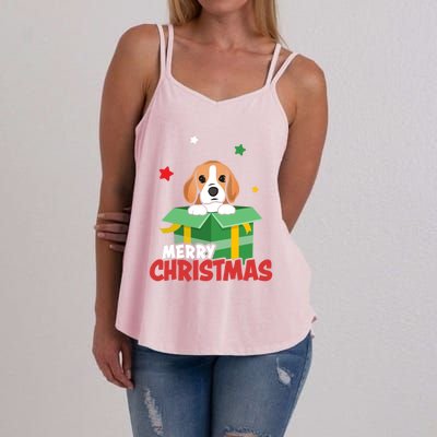 Cute Beagle Santa Dog Lovers Merry Christmas Xmas Design Gift Women's Strappy Tank