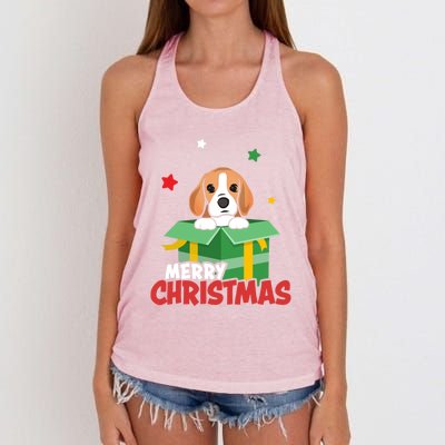 Cute Beagle Santa Dog Lovers Merry Christmas Xmas Design Gift Women's Knotted Racerback Tank