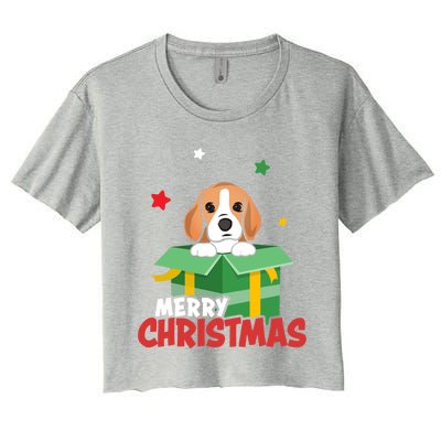 Cute Beagle Santa Dog Lovers Merry Christmas Xmas Design Gift Women's Crop Top Tee