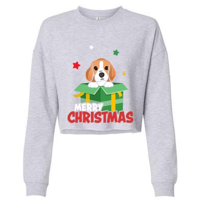 Cute Beagle Santa Dog Lovers Merry Christmas Xmas Design Gift Cropped Pullover Crew