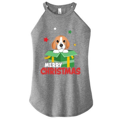 Cute Beagle Santa Dog Lovers Merry Christmas Xmas Design Gift Women's Perfect Tri Rocker Tank