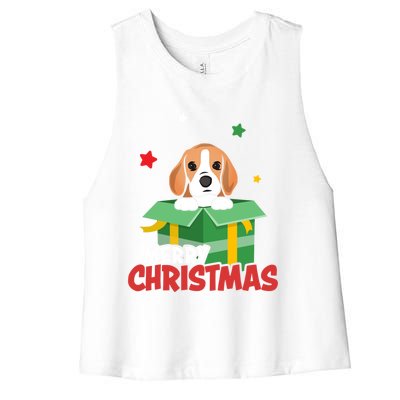 Cute Beagle Santa Dog Lovers Merry Christmas Xmas Design Gift Women's Racerback Cropped Tank