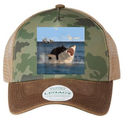 Cat Biting Shark Humorous Playful Funny Cat And Shark Legacy Tie Dye Trucker Hat