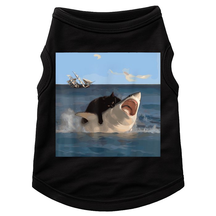 Cat Biting Shark Humorous Playful Funny Cat And Shark Doggie Tank