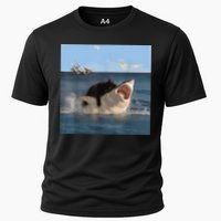 Cat Biting Shark Humorous Playful Funny Cat And Shark Performance Shirt