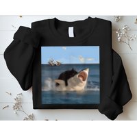 Cat Biting Shark Humorous Playful Funny Cat And Shark Sweatshirt