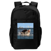 Cat Biting Shark Humorous Playful Funny Cat And Shark Backpack