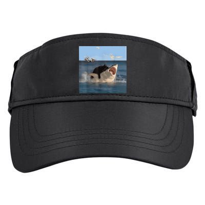 Cat Biting Shark Humorous Playful Funny Cat And Shark Adult Drive Performance Visor