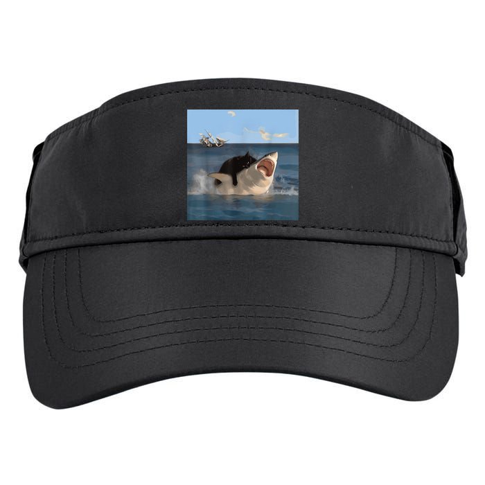 Cat Biting Shark Humorous Playful Funny Cat And Shark Adult Drive Performance Visor