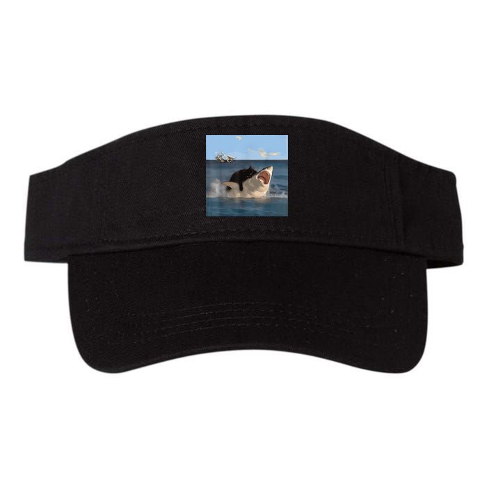 Cat Biting Shark Humorous Playful Funny Cat And Shark Visor