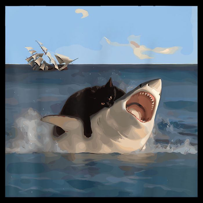 Cat Biting Shark Humorous Playful Funny Cat And Shark Wool Snapback Cap
