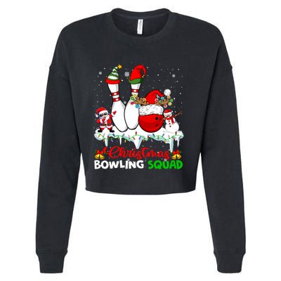 Christmas Bowling Squad Dabbing Santa Elf Bowling Tools Gift Cropped Pullover Crew