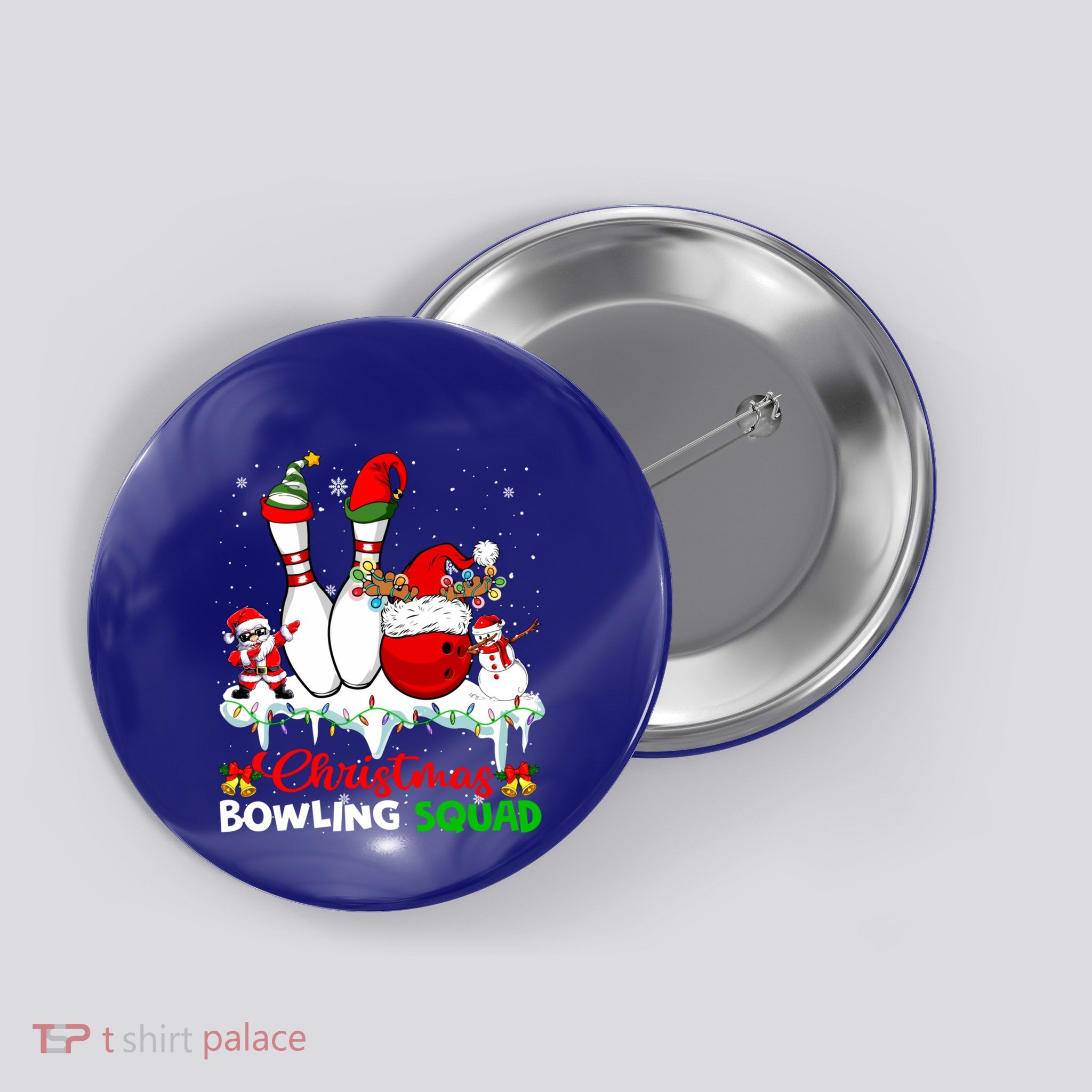 Christmas Bowling Squad Dabbing Santa Elf Bowling Tools Gift Button