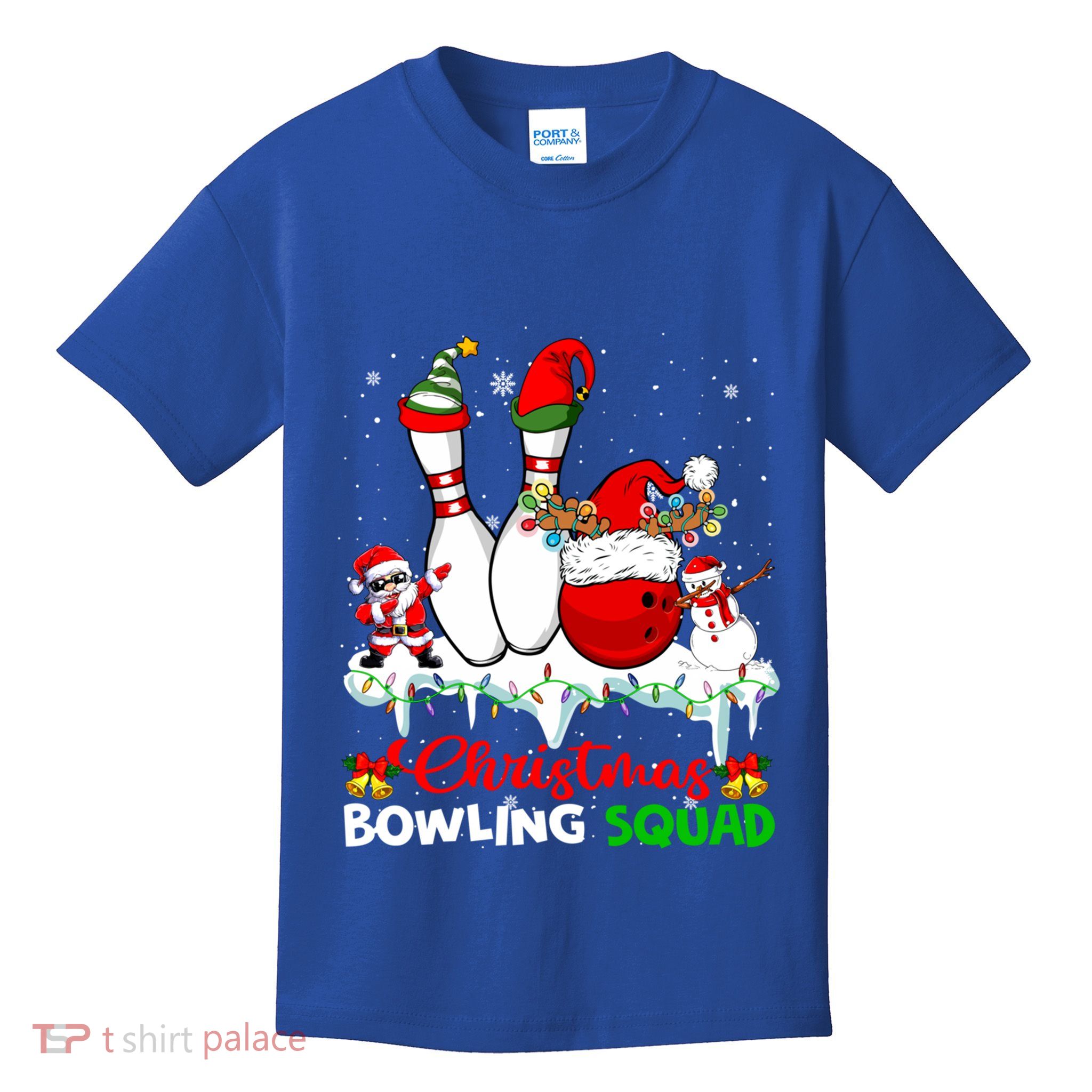 Christmas Bowling Squad Dabbing Santa Elf Bowling Tools Gift Kids T-Shirt