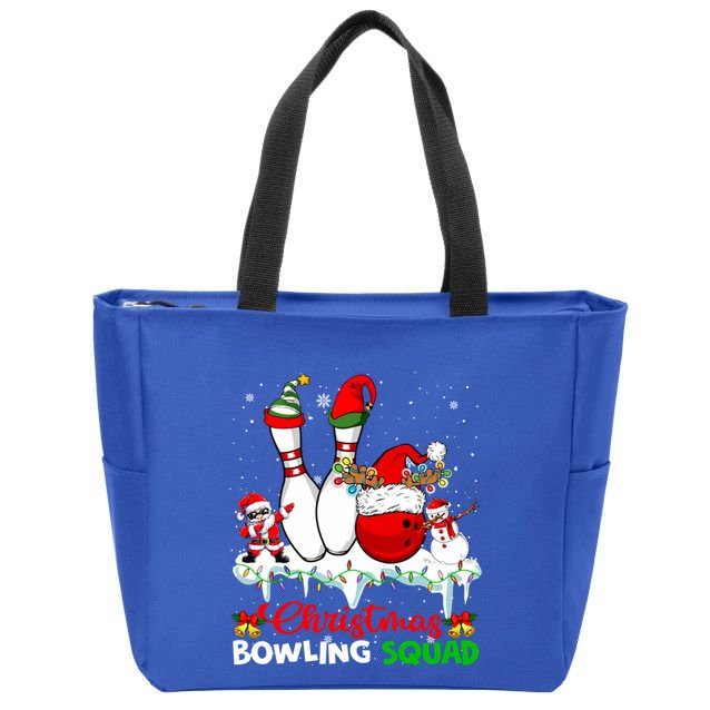 Christmas Bowling Squad Dabbing Santa Elf Bowling Tools Gift Zip Tote Bag