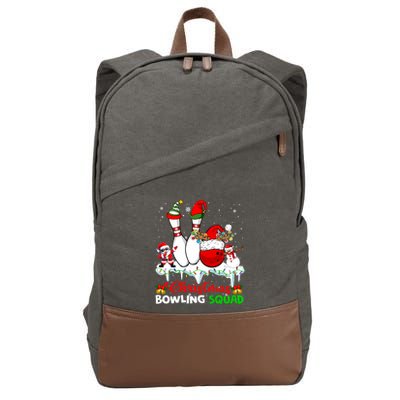 Christmas Bowling Squad Dabbing Santa Elf Bowling Tools Gift Cotton Canvas Backpack